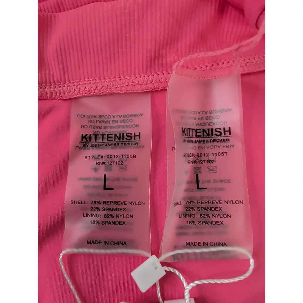 Kittenish Bikini Swim Set Womens‎ Large Pink Cheeky High Cut Beach Pool Vacation